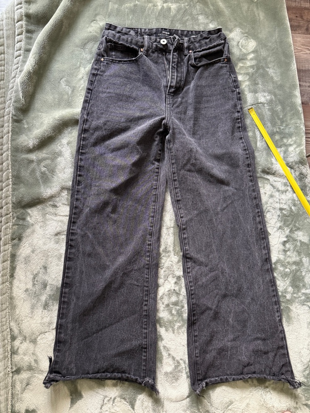 Cotton On Black Wide-Leg Jeans with Raw Hem